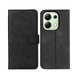 Leather Flip Cover with Internal Pocket For Xiaomi Redmi Note 13 4G Black Leather Flip Cover with Internal Pocket For Xiaomi Redmi Note 13 4G Black